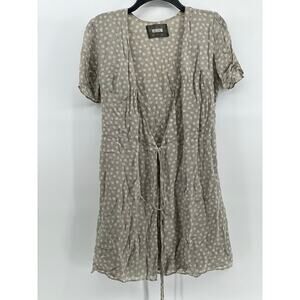 REFORMATION Women's Gray Daisy Floral V-neck Short Sleeve Wrap Mini Dress SZ 4